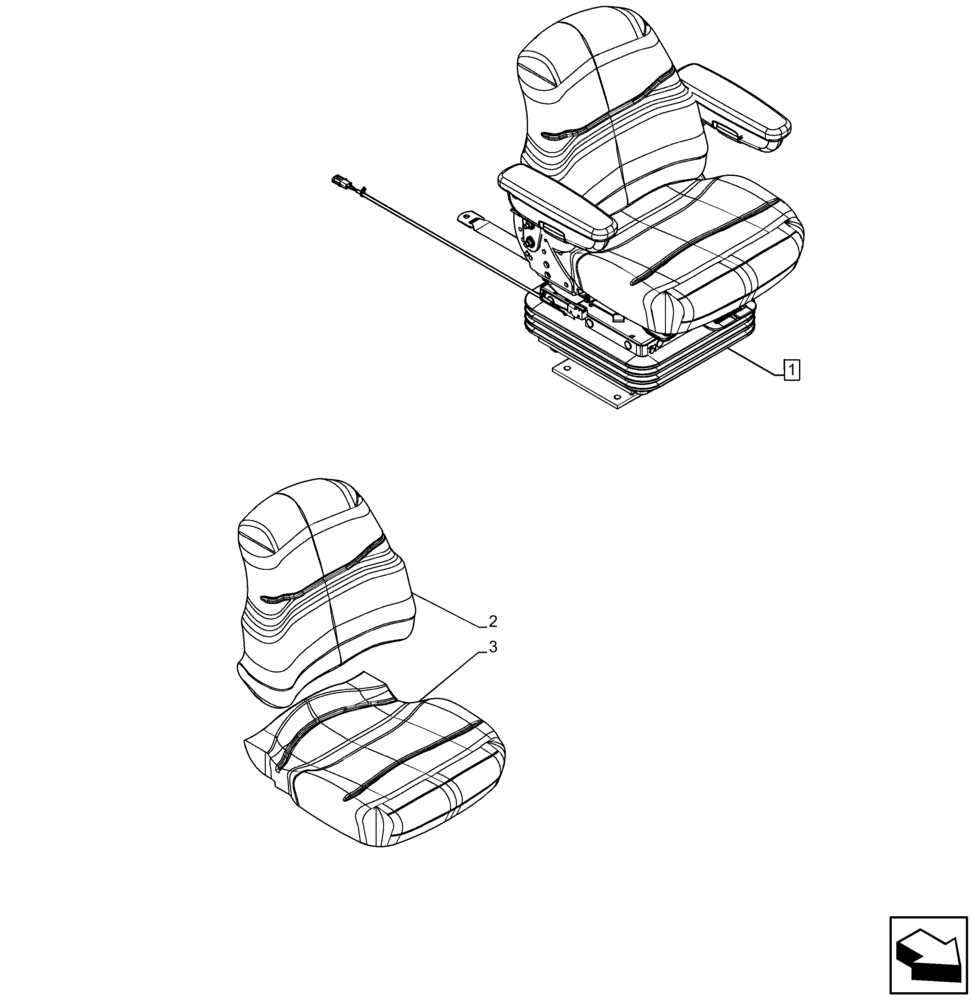 Схема запчастей Case 590SN - (90.124.AE[03]) - VAR - 747897 - SEAT, AIR SUSPENSION (90) - PLATFORM, CAB, BODYWORK AND DECALS