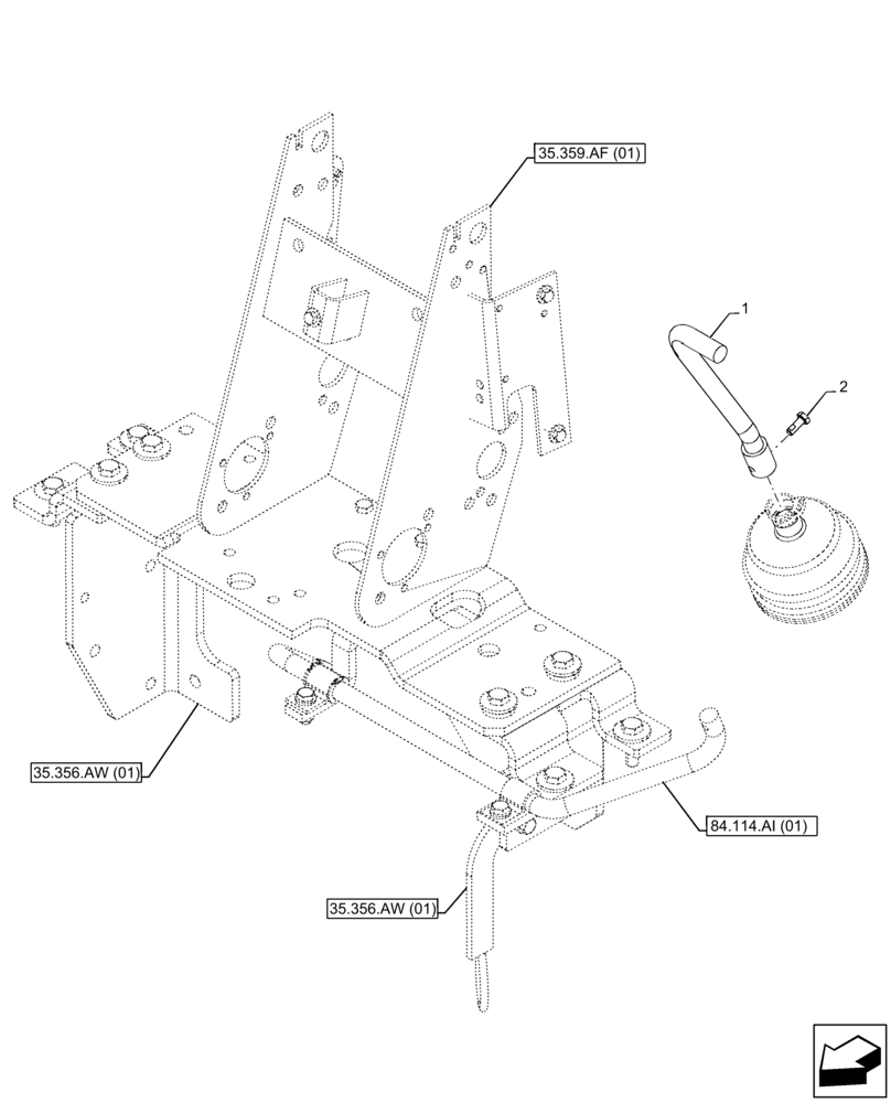 Схема запчастей Case 580SN - (84.114.AI[02]) - VAR - 742369 - BOOM, TRANSPORT LOCK, MECHANICAL, CONTROL, FOOT, LEVER, MECHANICAL, CONTROL (84) - BOOMS, DIPPERS & BUCKETS