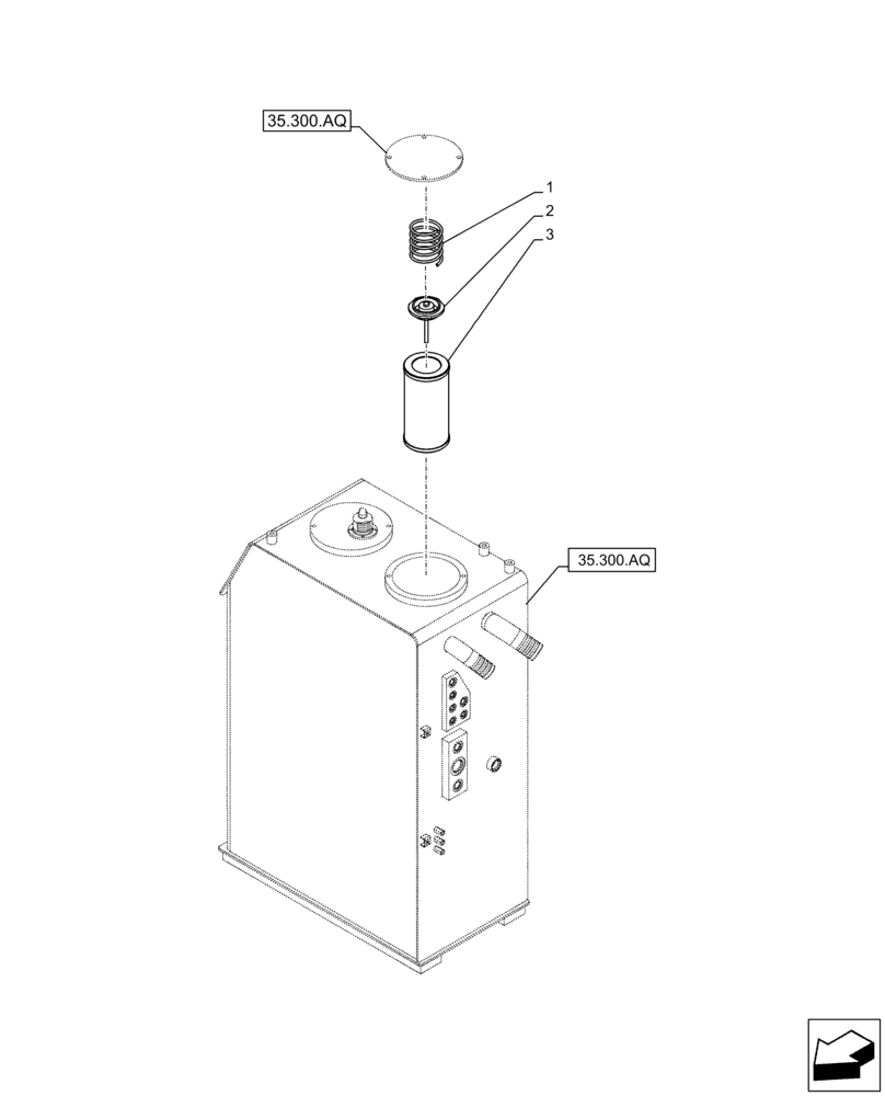 Схема запчастей Case CX210D LC - (35.300.AN[01]) - HYDRAULIC OIL RESERVOIR, OIL FILTER (35) - HYDRAULIC SYSTEMS