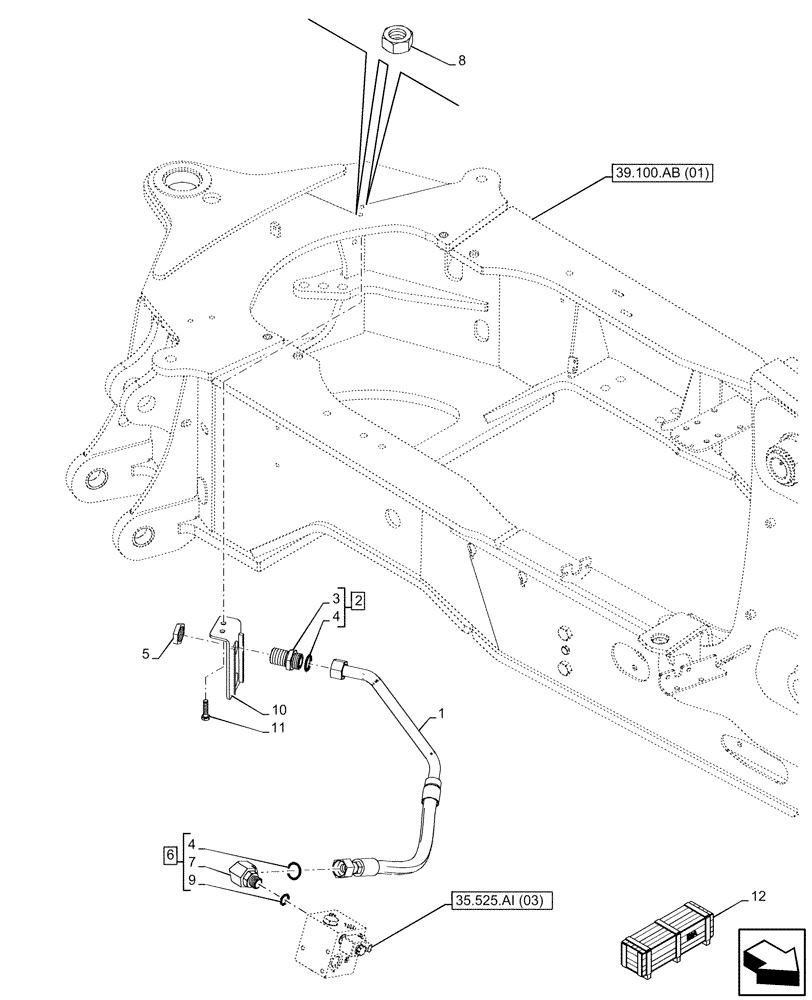 Схема запчастей Case 580SN WT - (35.525.AA[16]) - VAR - 747662 - AUXILIARY HYDRAULIC, LINE (35) - HYDRAULIC SYSTEMS