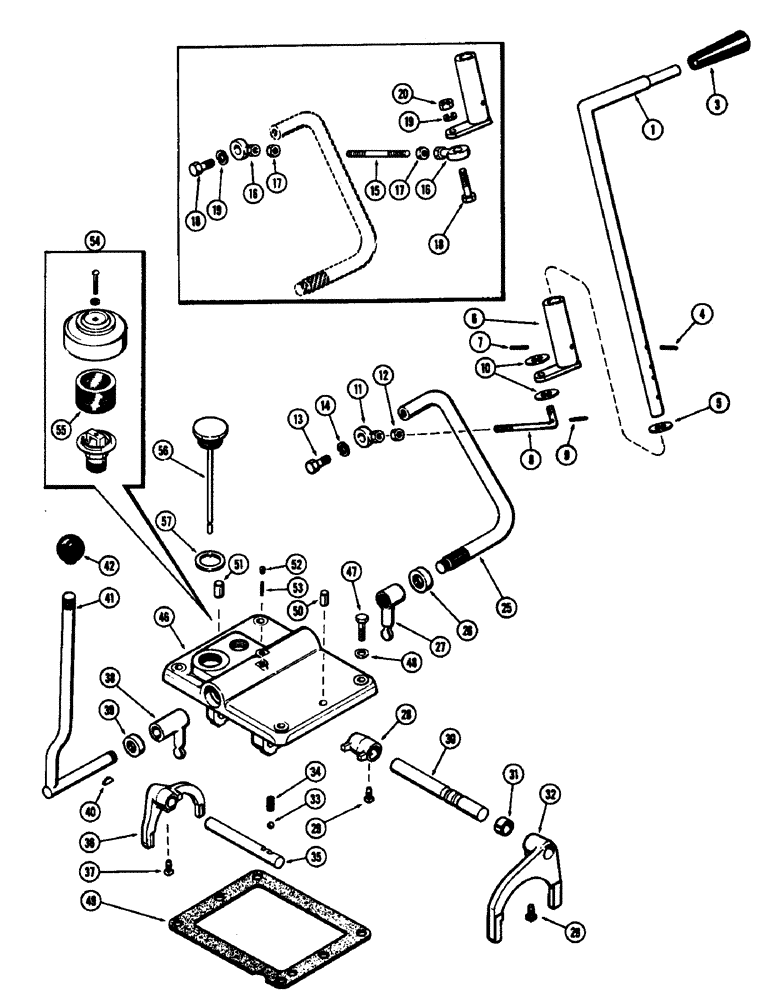 Схема запчастей Case 480CK - (088) - EIGHT SPEED SHUTTLE CONTROL COVER 