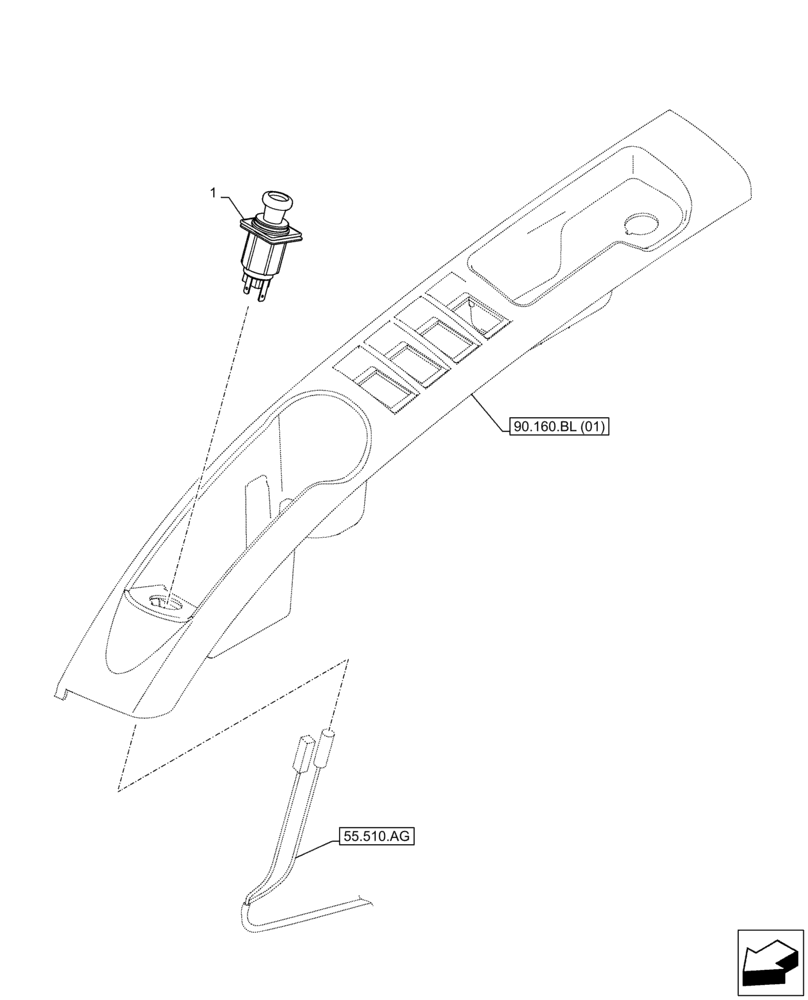 Схема запчастей Case CX210D LC LR - (55.512.AD) - CIGARETTE LIGHTER (55) - ELECTRICAL SYSTEMS