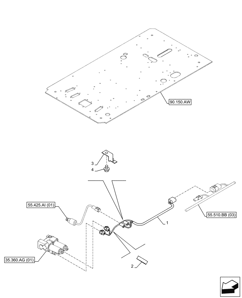 Схема запчастей Case CX210D NLC - (55.510.BB[01]) - VAR - 461863 - OPTION, HARNESS, CLAMSHELL BUCKET, ROTATION, W/ ELECTRICAL PROPORTIONAL CONTROL (55) - ELECTRICAL SYSTEMS