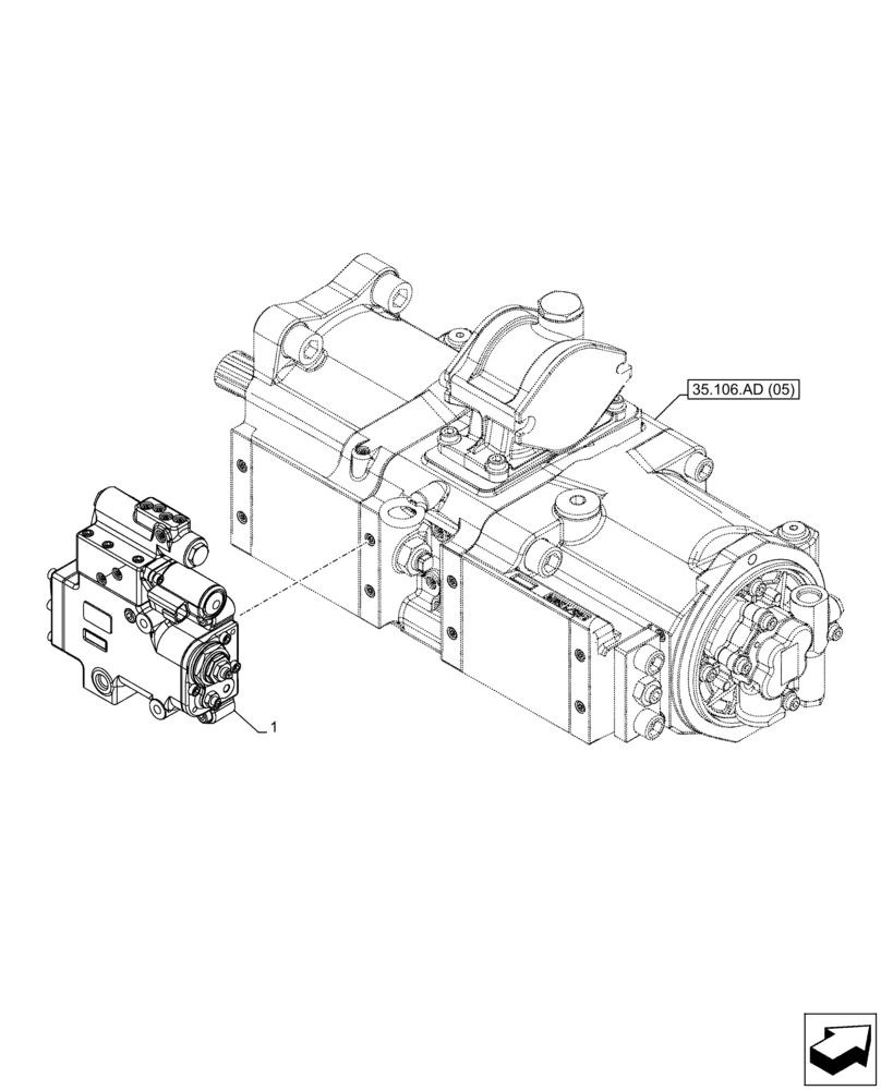 Схема запчастей Case CX210D LC LR - (35.106.AD[08]) - VAR - 461863, 461864 - VARIABLE DELIVERY HYDRAULIC PUMP, CLAMSHELL BUCKET, ROTATION, W/ ELECTRICAL PROPORTIONAL CONTROL, COMPONENTS (35) - HYDRAULIC SYSTEMS