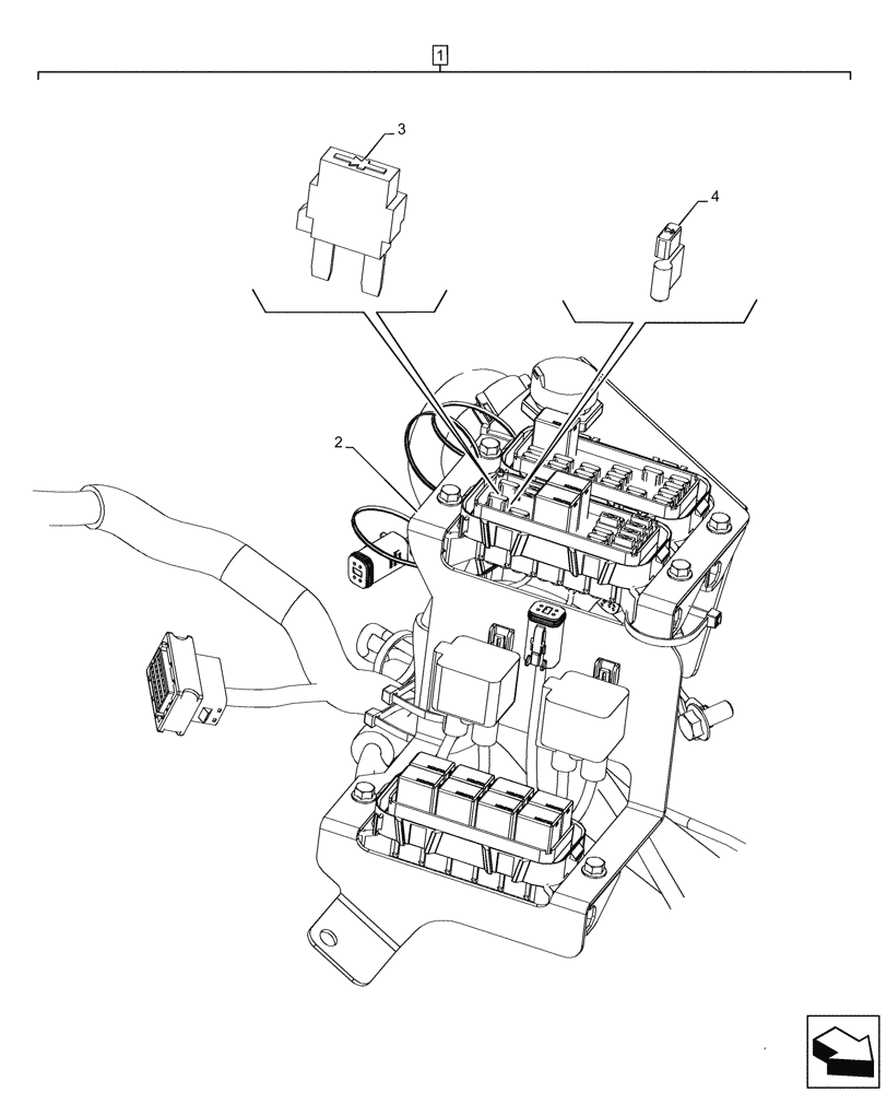 Схема запчастей Case 590SN - (55.510.BN[01]) - VAR - 423058, 423059 - POWERSHUTTLE TRANSMISSION, RIGHT SIDE HARNESS, FUSE BOX, DIODE - C9127 (55) - ELECTRICAL SYSTEMS