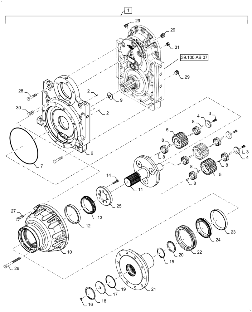 Схема запчастей Case 850M WT/LGP - (39.100.AB [08]) - FINAL DRIVE ASSY, HUB, WIDE (39) - FRAMES AND BALLASTING