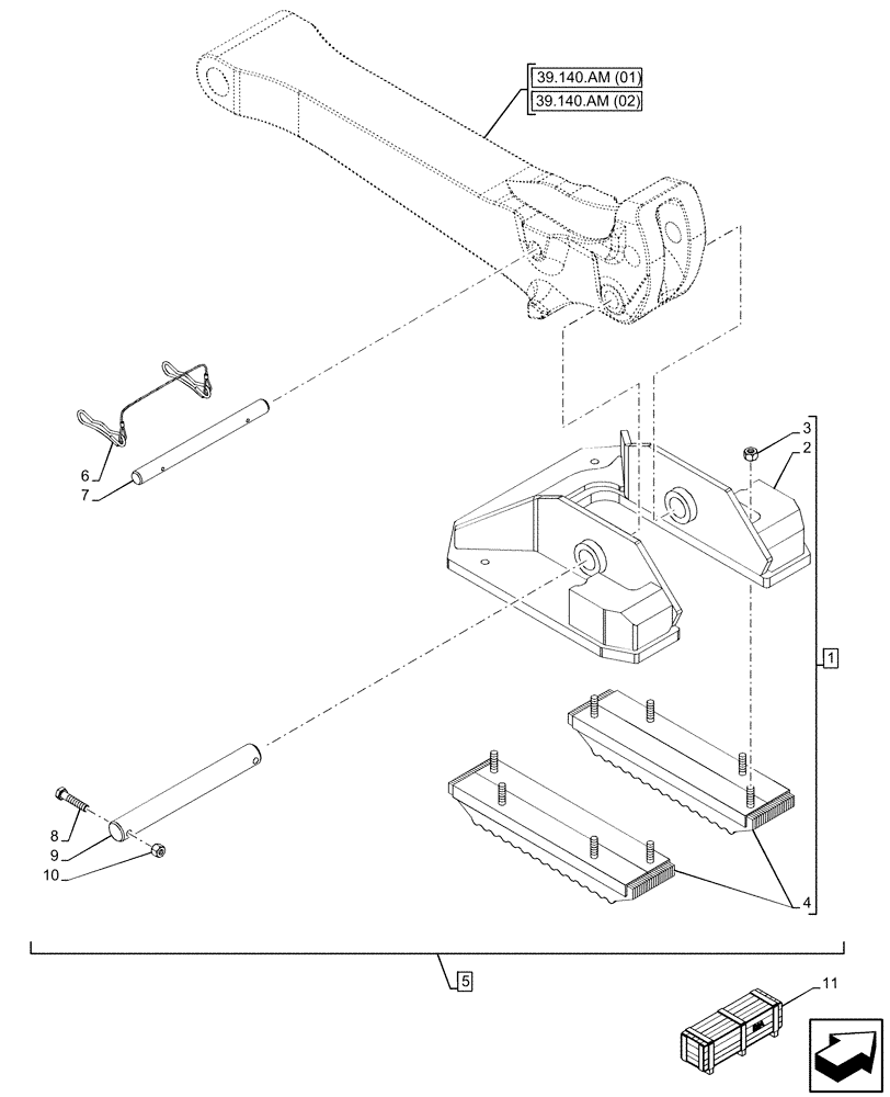 Схема запчастей Case 580SN - (39.129.AE[02]) - VAR - 442056 - STABILIZER, FLIP-UP PROTECTION SHIELD (39) - FRAMES AND BALLASTING