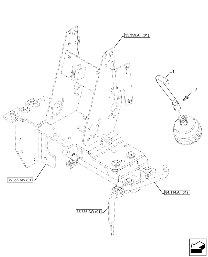 Схема запчастей Case 580SN - (84.114.AI[02]) - VAR - 742369 - BOOM, TRANSPORT LOCK, MECHANICAL, CONTROL, FOOT, LEVER, MECHANICAL, CONTROL (84) - BOOMS, DIPPERS & BUCKETS