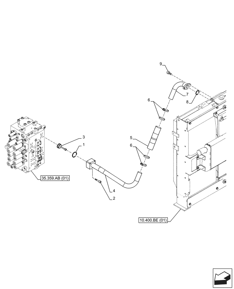 Схема запчастей Case CX210D LC LR - (35.300.BC[02]) - OIL COOLER LINE (35) - HYDRAULIC SYSTEMS