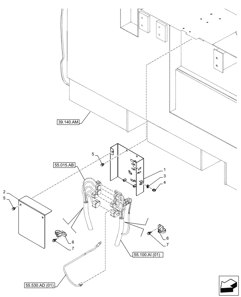 Схема запчастей Case CX210D LC LR - (55.100.AI[05]) - WIRE HARNESS, PROTECTOR (55) - ELECTRICAL SYSTEMS