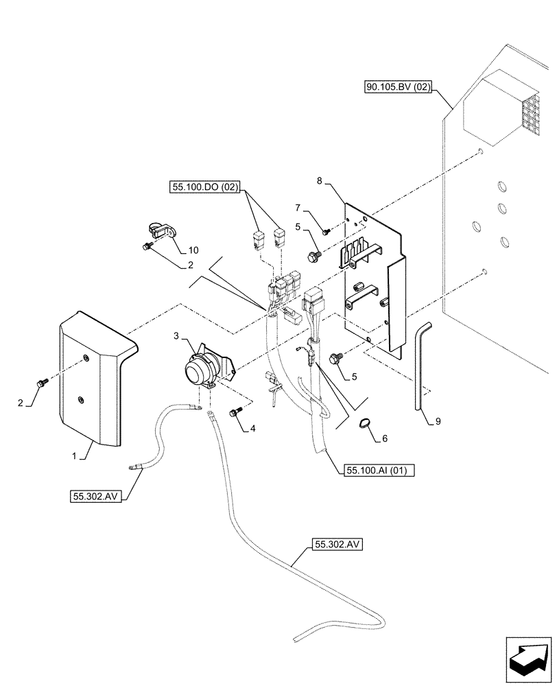 Схема запчастей Case CX210D LC LR - (55.201.AG) - ENGINE, START RELAY (55) - ELECTRICAL SYSTEMS