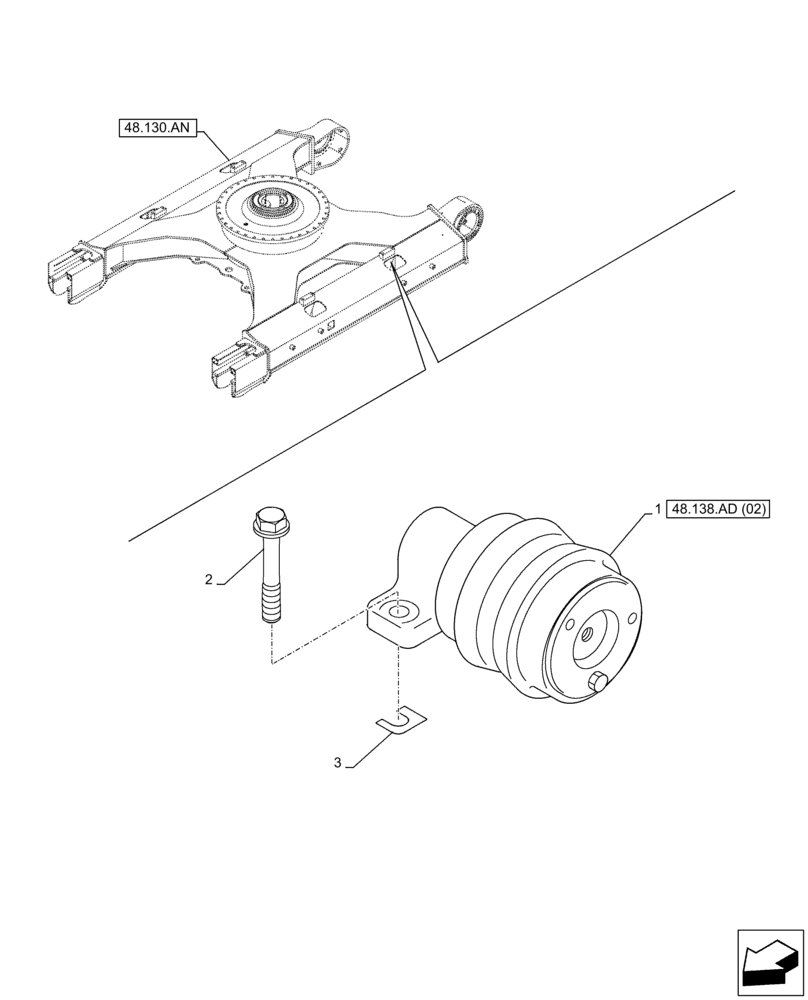 Схема запчастей Case CX300D LC - (48.138.AD[01]) - TRACK ROLLER, SUPPORT (48) - TRACKS & TRACK SUSPENSION