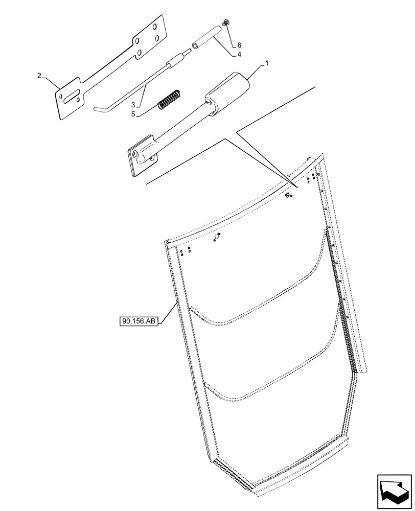 Схема запчастей Case 590SN - (90.156.AE[02]) - VAR - 747853, 747854, 747855 - CAB, WIDE, GLASS, REAR, SUPPORT, RH (90) - PLATFORM, CAB, BODYWORK AND DECALS