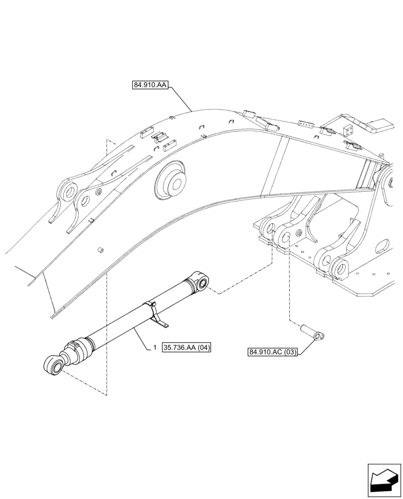 Схема запчастей Case CX300D LC - (35.736.AA[01]) - VAR - 481064 - LIFT CYLINDER, RIGHT, SAFETY VALVE, MOUNTING (35) - HYDRAULIC SYSTEMS