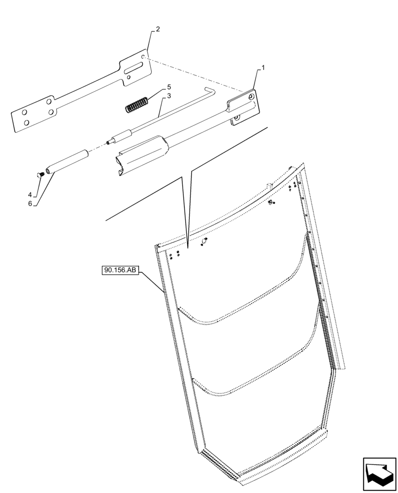 Схема запчастей Case 580SN - (90.156.AE[01]) - VAR - 747853, 747854, 747855 - CAB, NARROW, GLASS, REAR, SUPPORT, LH (90) - PLATFORM, CAB, BODYWORK AND DECALS