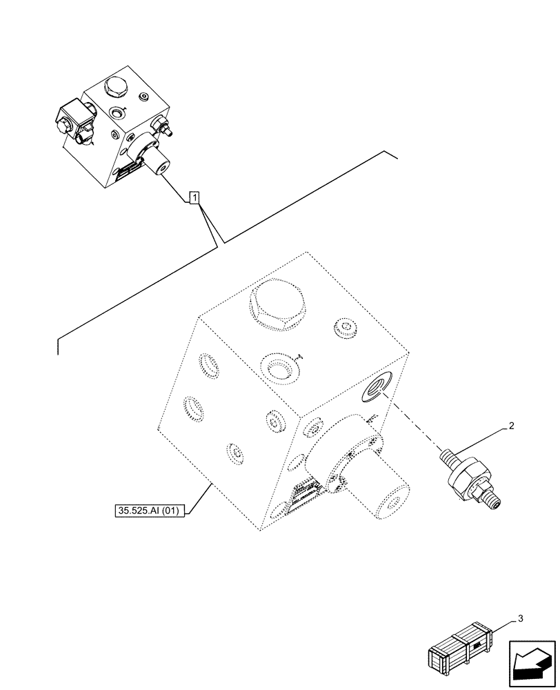 Схема запчастей Case 590SN - (35.525.AI[02]) - VAR - 423083 - AUXILIARY CONTROL VALVE, OPTIONAL EQUIPMENT (35) - HYDRAULIC SYSTEMS