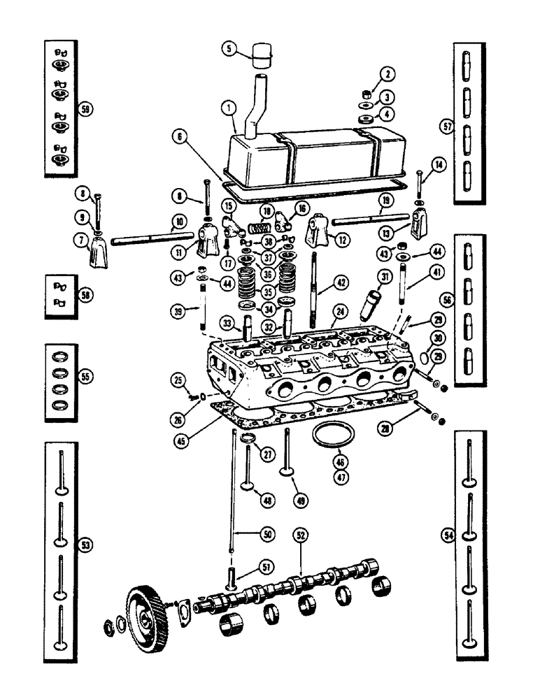 Схема запчастей Case 530CK - (040) - CYLINDER HEAD ASSEMBLY, (188) DIESEL ENGINE, CASTING NO. A36876 (10) - ENGINE