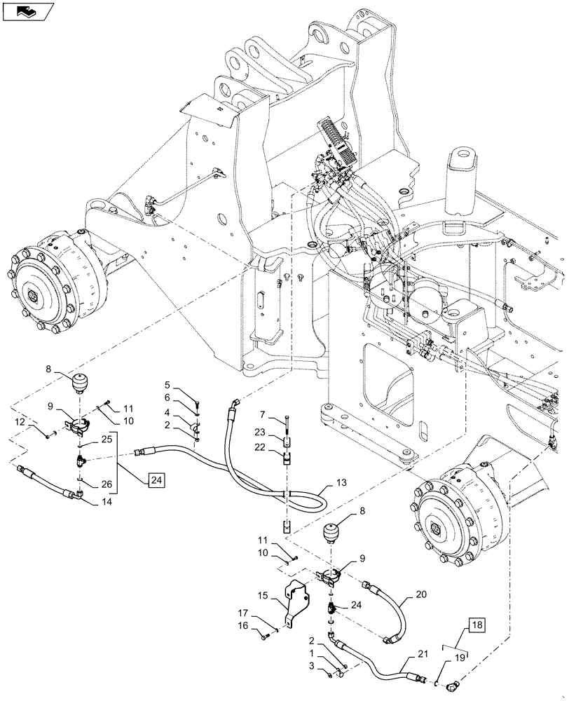 Схема запчастей Case 621F - (33.202.AP[01]) - HEAVY DUTY, BRAKE LINE (33) - BRAKES & CONTROLS