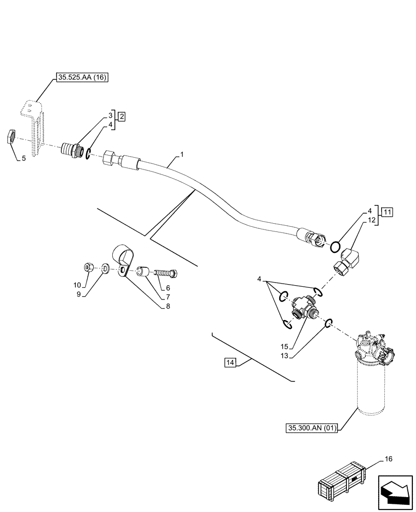 Схема запчастей Case 590SN - (35.525.AA[17]) - VAR - 747662 - AUXILIARY HYDRAULIC, LINE (35) - HYDRAULIC SYSTEMS