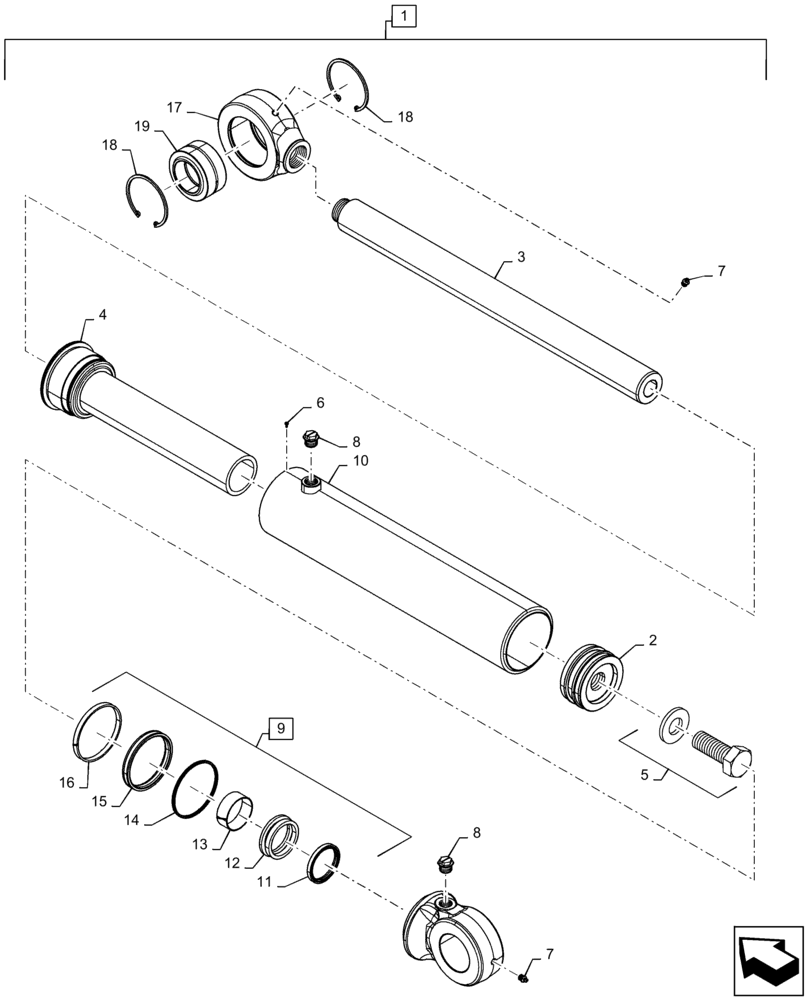 Схема запчастей Case 2050M LT - (35.741.AA[10]) - HYDRAULIC CYLINDER (35) - HYDRAULIC SYSTEMS