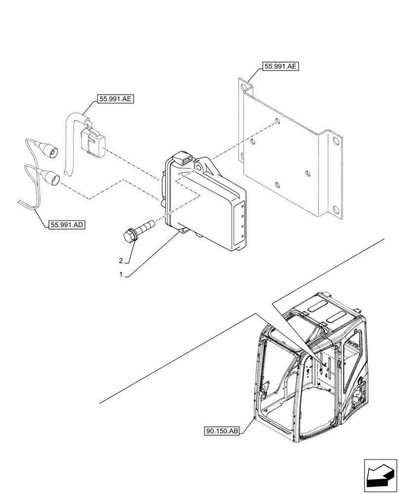 Схема запчастей Case CX210D NLC - (55.991.AA) - VAR - 461860 - TELEMATIC SYSTEM, ELECTRONIC CONTROL UNIT (55) - ELECTRICAL SYSTEMS