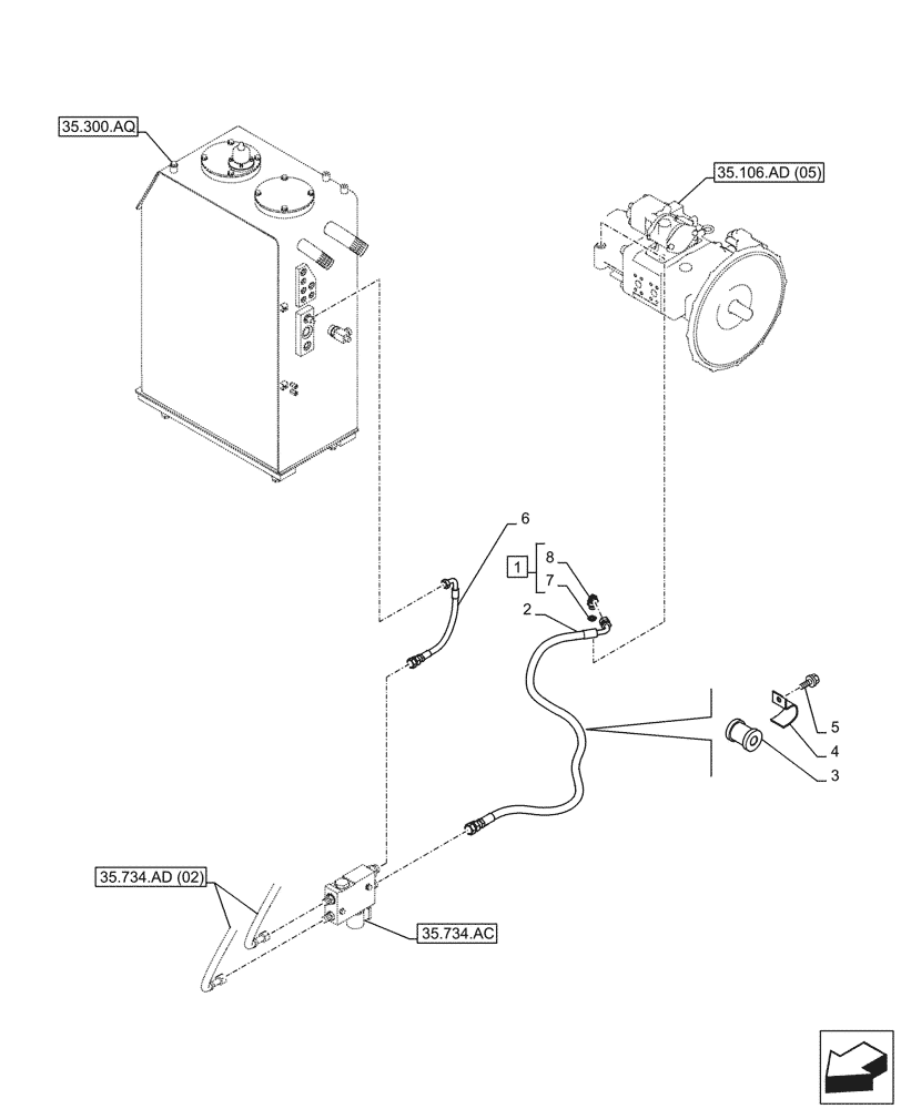 Схема запчастей Case CX210D LC - (35.734.AD[01]) - VAR - 781128 - QUICK COUPLER, SOLENOID VALVE, HYDRAULIC LINE (35) - HYDRAULIC SYSTEMS