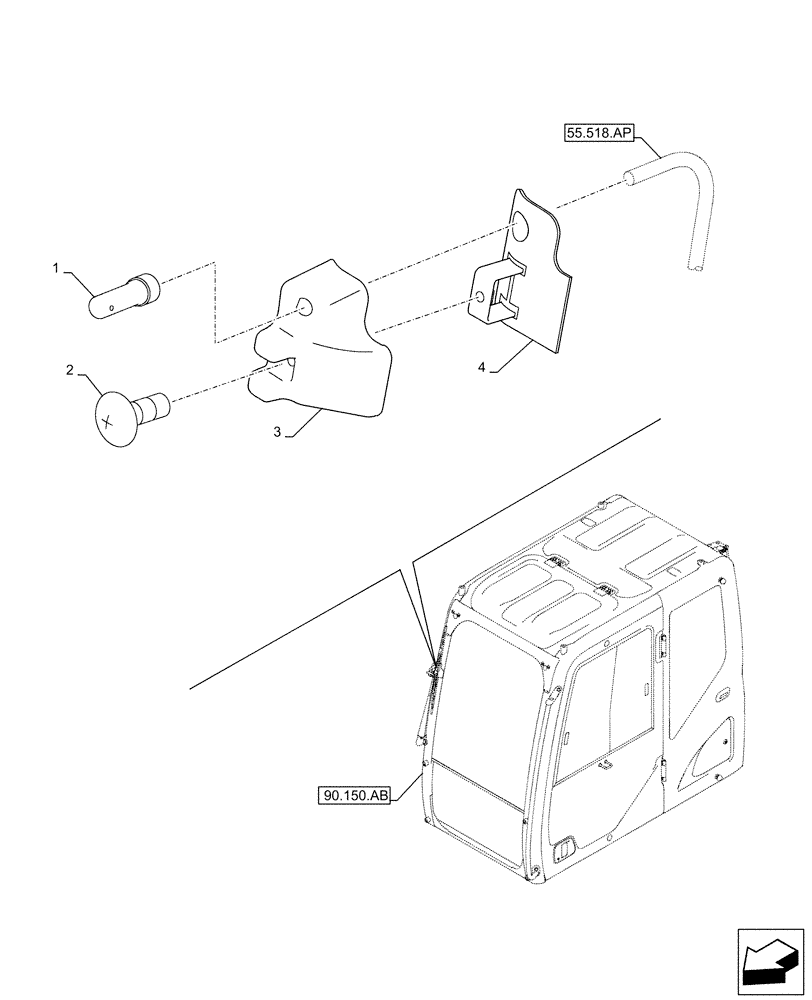 Схема запчастей Case CX210D NLC - (55.518.AV) - WINDSHIELD WIPER, SPRAY, NOZZLE (55) - ELECTRICAL SYSTEMS