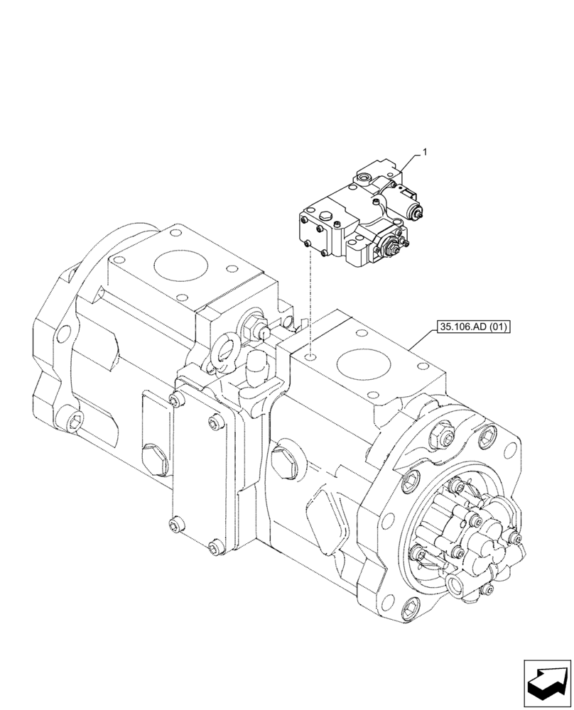 Схема запчастей Case CX210D NLC - (35.106.AD[04]) - VARIABLE DELIVERY HYDRAULIC PUMP, COMPONENTS (35) - HYDRAULIC SYSTEMS