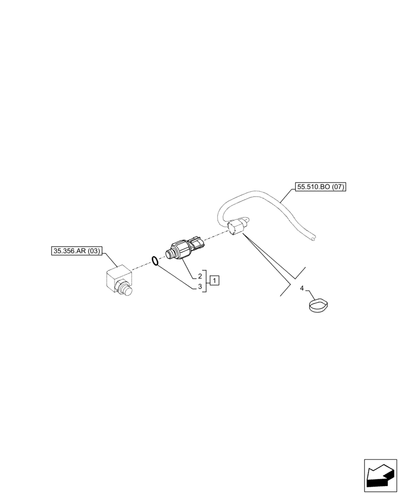 Схема запчастей Case CX250D LC - (55.512.BV[02]) - FOOT CONTROL VALVE, SENSOR (55) - ELECTRICAL SYSTEMS