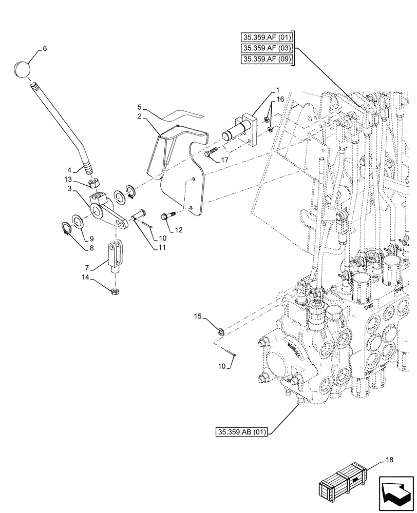 Схема запчастей Case 580N EP - (35.726.AF) - VAR - 423083 - BACKHOE CONTROL VALVE, LINK, ROD (35) - HYDRAULIC SYSTEMS