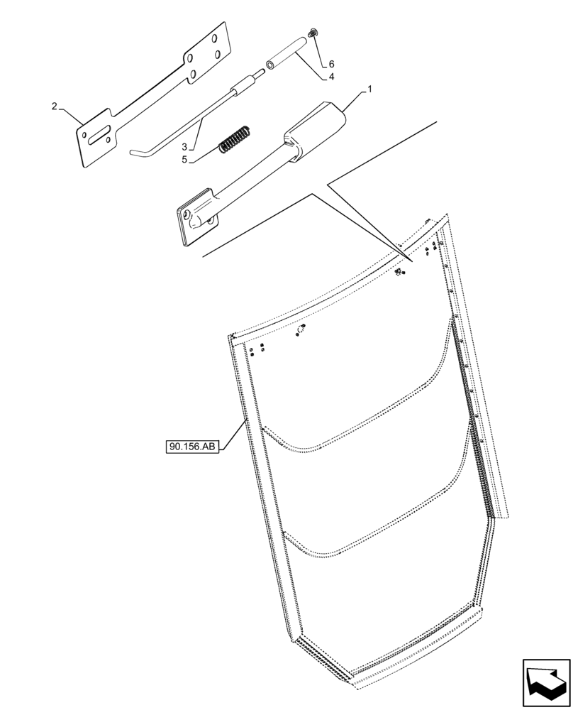 Схема запчастей Case 580SN - (90.156.AE[02]) - VAR - 747853, 747854, 747855 - CAB, NARROW, GLASS, REAR, SUPPORT, RH (90) - PLATFORM, CAB, BODYWORK AND DECALS