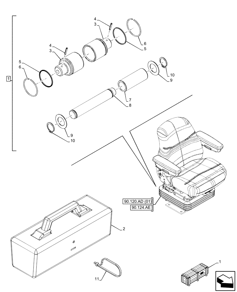 Схема запчастей Case 590SN - (88.100.AG[02]) - VAR - 423081 - TOOL BOX, RETROFIT HYDRAULIC (88) - ACCESSORIES