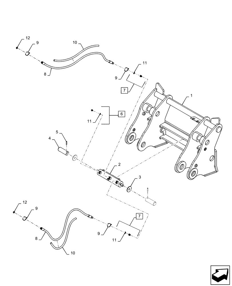 Схема запчастей Case 621F - (82.100.AG[02]) - BUCKET, COUPLING, XT (82) - FRONT LOADER & BUCKET