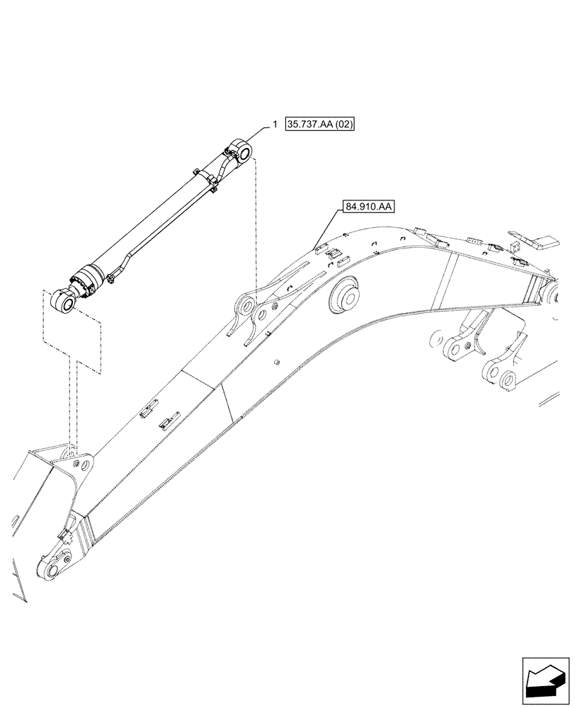 Схема запчастей Case CX300D LC - (35.737.AA[01]) - VAR - 481064 - ARM, CYLINDER, MOUNTING (35) - HYDRAULIC SYSTEMS