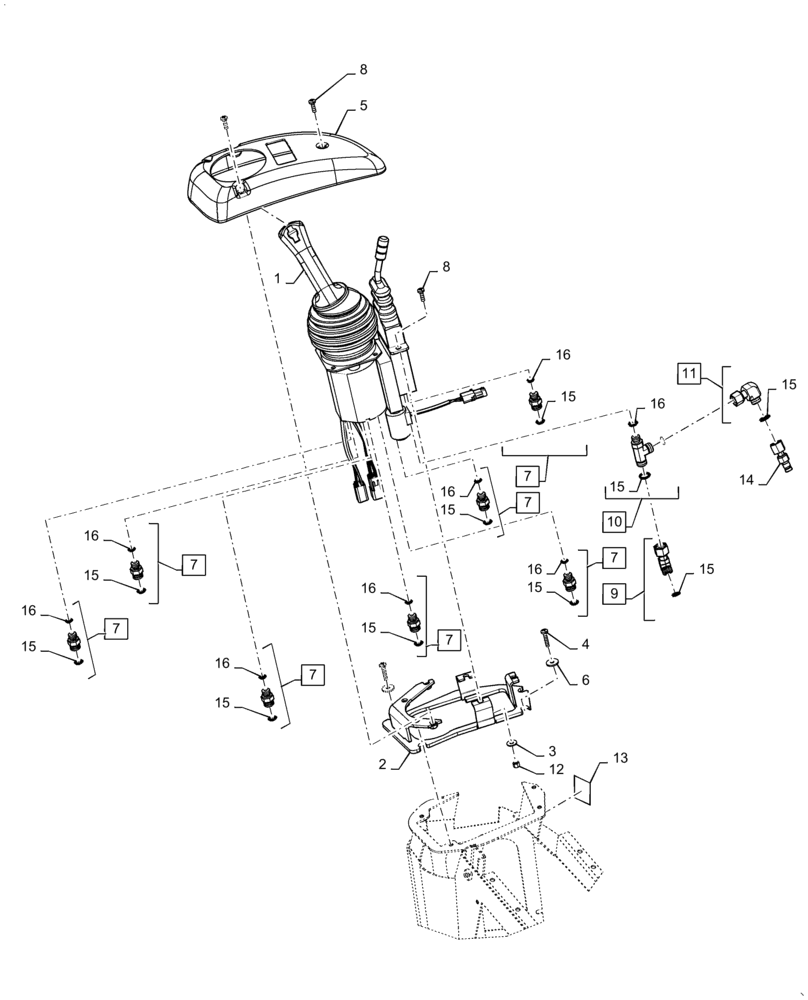 Схема запчастей Case 721F - (35.724.AE[01]) - LOADER CONTROL, JOYSTICK W/SINGLE LEVER MOUNTING (35) - HYDRAULIC SYSTEMS