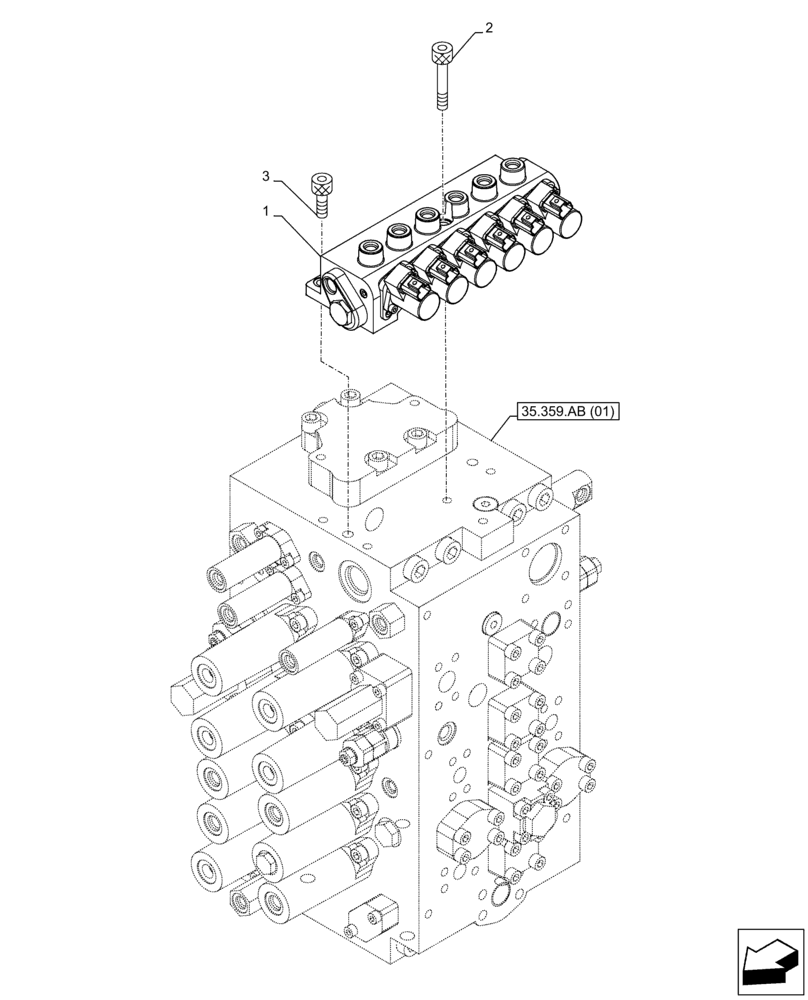 Схема запчастей Case CX300D LC - (35.357.AJ[01]) - MAIN, SOLENOID VALVE (35) - HYDRAULIC SYSTEMS