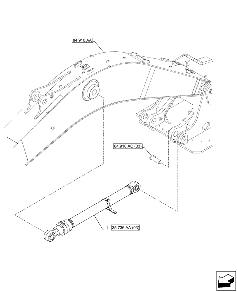 Схема запчастей Case CX300D LC - (35.736.AA[02]) - VAR - 481064 - LIFT CYLINDER, LEFT, SAFETY VALVE, MOUNTING (35) - HYDRAULIC SYSTEMS