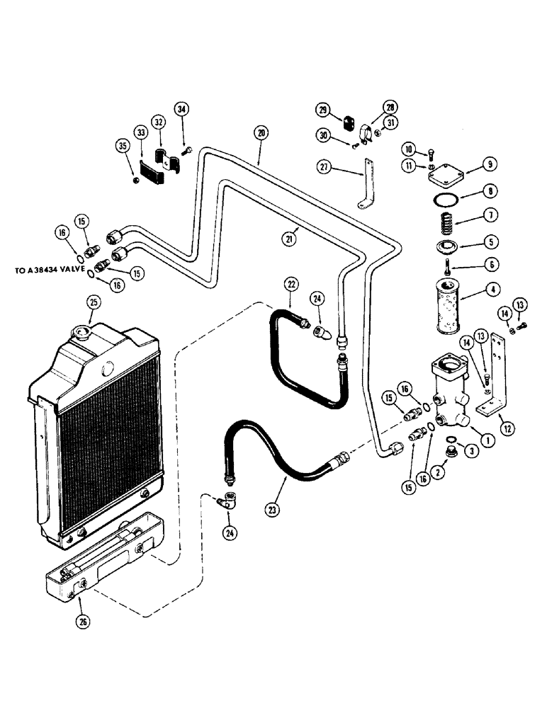 Схема запчастей Case 580B - (188) - OIL FILTER AND COOLER, POWER SHUTTLE (06) - POWER TRAIN