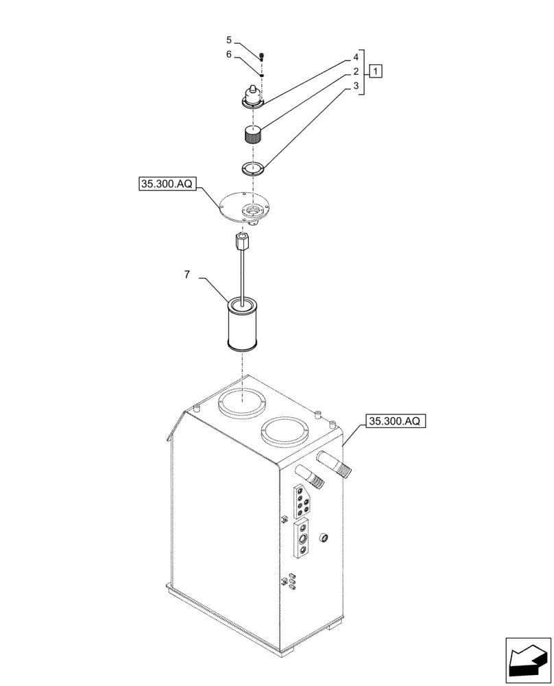 Схема запчастей Case CX210D LC LR - (35.300.BE) - HYDRAULIC OIL RESERVOIR, BREATHER (35) - HYDRAULIC SYSTEMS