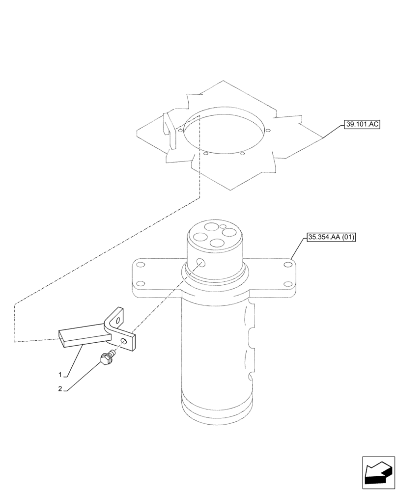 Схема запчастей Case CX210D LC LR - (35.354.AC) - HYDRAULIC SWIVEL, STOP (35) - HYDRAULIC SYSTEMS