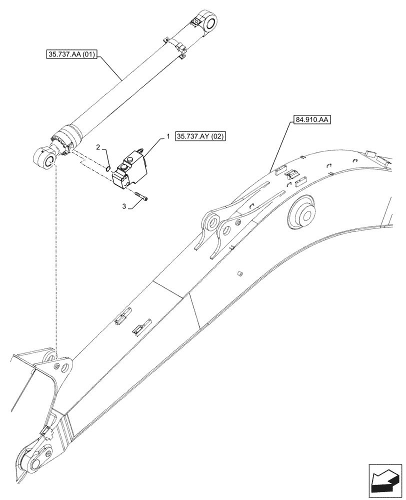 Схема запчастей Case CX300D LC - (35.737.AY[01]) - VAR - 481064 - ARM, CYLINDER, SAFETY VALVE, MOUNTING (35) - HYDRAULIC SYSTEMS