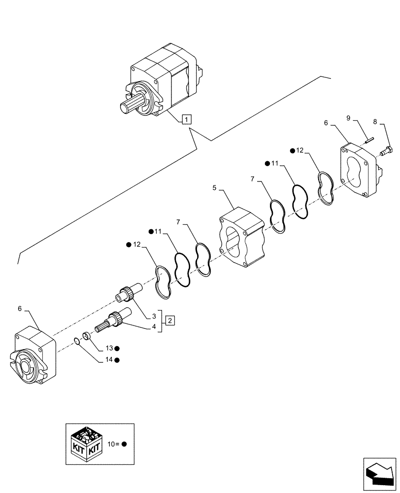 Схема запчастей Case CX210D LC LR - (35.104.AA[02]) - VAR - 461863, 461864 - HYDRAULIC PUMP, GEAR, CLAMSHELL BUCKET, ROTATION, W/ ELECTRICAL PROPORTIONAL CONTROL, COMPONENTS (35) - HYDRAULIC SYSTEMS