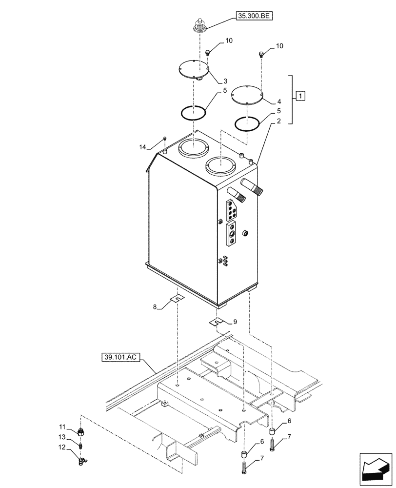 Схема запчастей Case CX210D LC LR - (35.300.AQ) - HYDRAULIC OIL RESERVOIR (35) - HYDRAULIC SYSTEMS