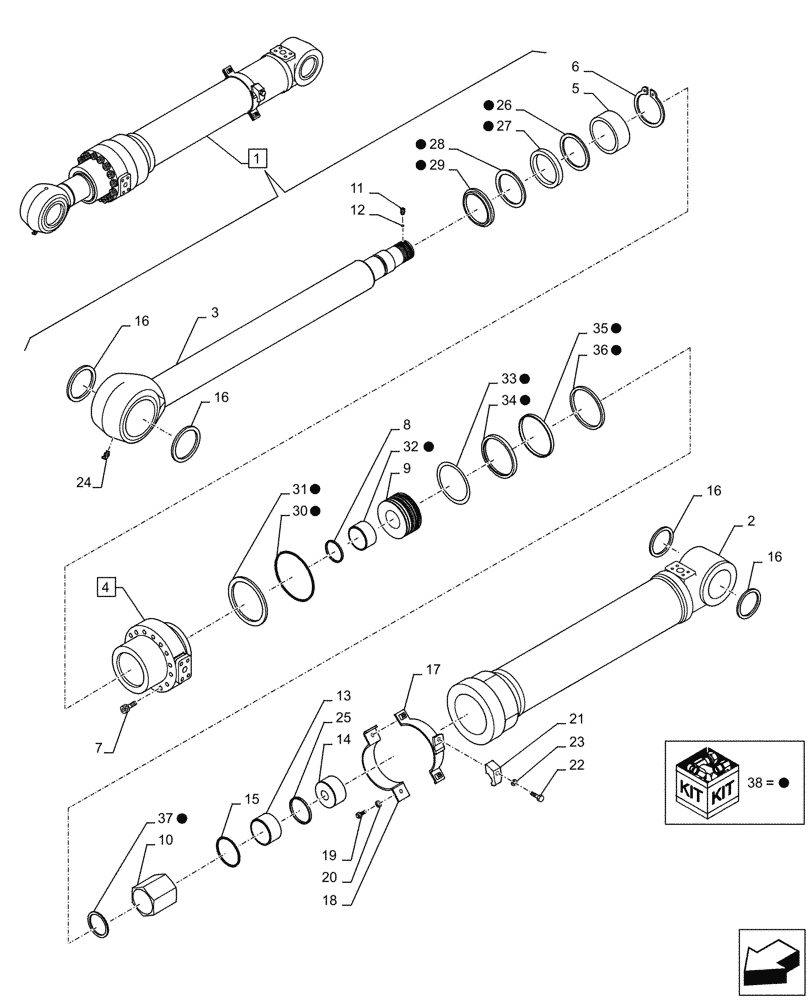 Схема запчастей Case CX300D LC - (35.737.AA[02]) - VAR - 481064 - ARM, CYLINDER, COMPONENTS (35) - HYDRAULIC SYSTEMS