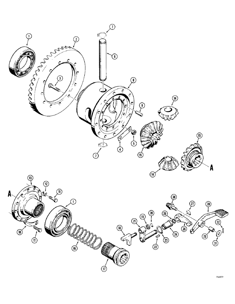 Схема запчастей Case 380CK - (092) - DIFFERENTIAL AND DIFFERENTIAL LOCK (06) - POWER TRAIN