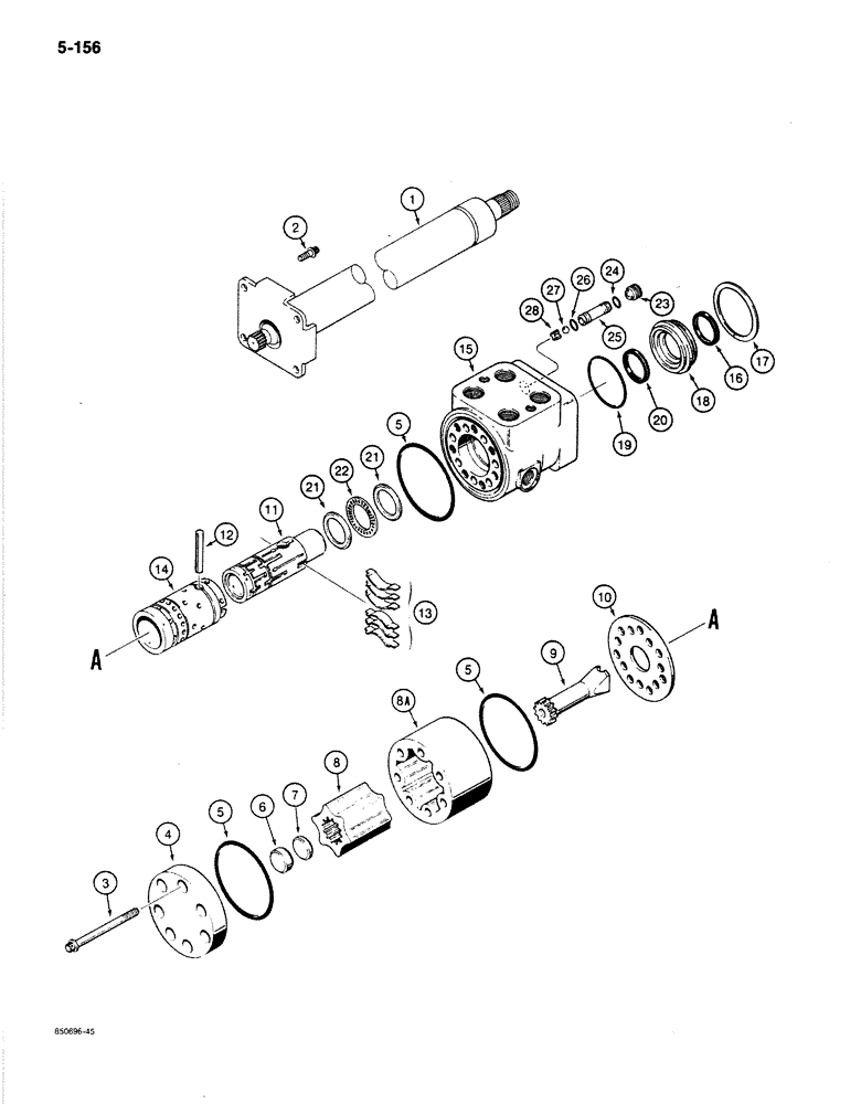 Схема запчастей Case 780C - (5-156) - L102601 STEERING COLUMN AND CONTROL VALVE (05) - STEERING