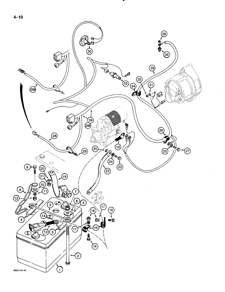 Схема запчастей Case 480E - (4-10) - BATTERY AND ENGINE ELECTRICAL CIRCUIT, 480E MODELS ONLY (04) - ELECTRICAL SYSTEMS