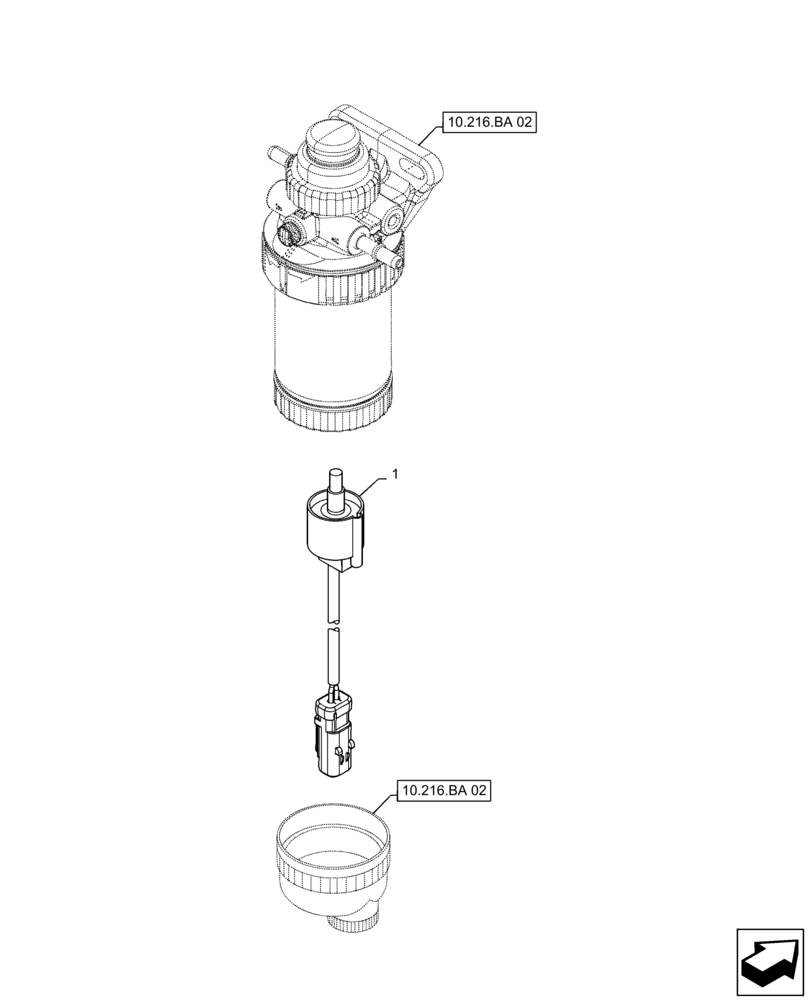 Схема запчастей Case 586H - (55.010.AQ[01]) - FUEL FILTER/WATER SEPARATOR, SENSOR (55) - ELECTRICAL SYSTEMS