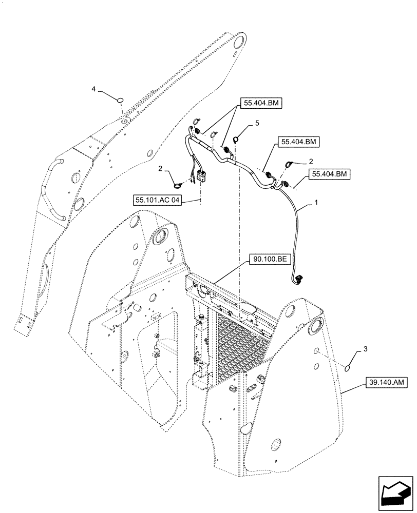 Схема запчастей Case SR240 - (55.511.AJ) - REAR LIGHT HARNESS, W/O TURN SIGNAL (55) - ELECTRICAL SYSTEMS