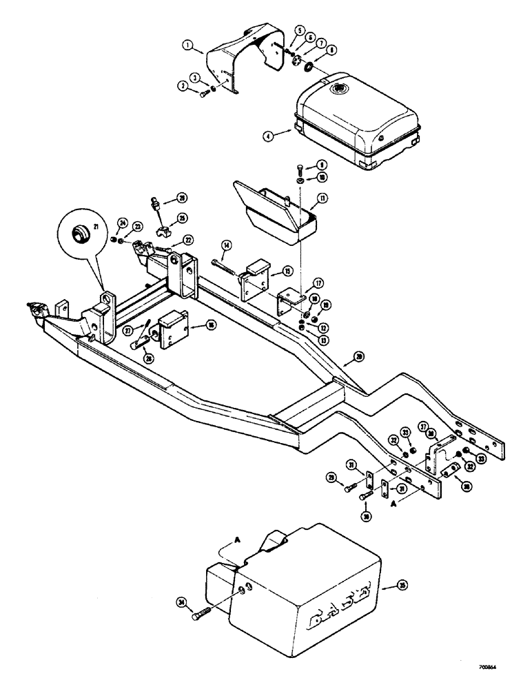 Схема запчастей Case 580 - (06) - SUBFRAME AND RELATED PARTS (39) - FRAMES AND BALLASTING